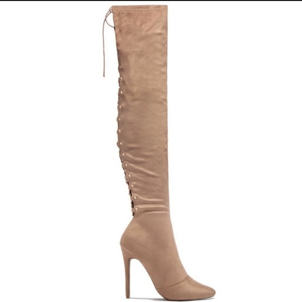 Lace Up Over Knee Thigh High Boot Stiletto Heel - Picture 5 of 5